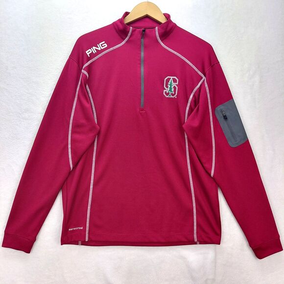 Ping Stanford Cardinal 1/4 Zip Golf Pullover Mens Medium Red Sensor Cool Stretch - Picture 1 of 13